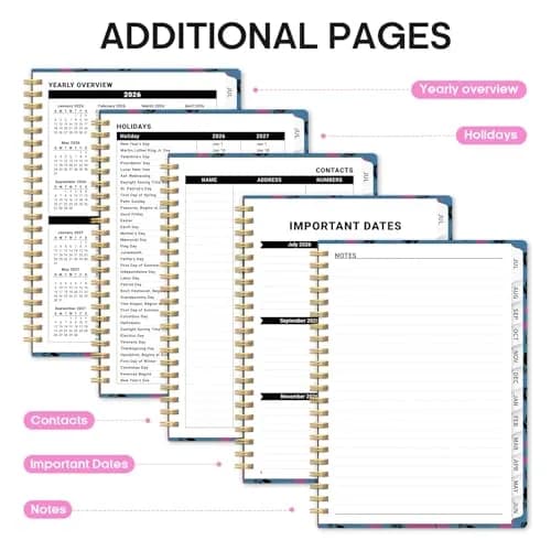 Taja Academic Planner 2026-2027, Monthly & Weekly Jul 2026-Jun 2027, A5 Size (6.3"x8.5") | Spiral Bound Hardcover with Elastic Closure thumbnail 5