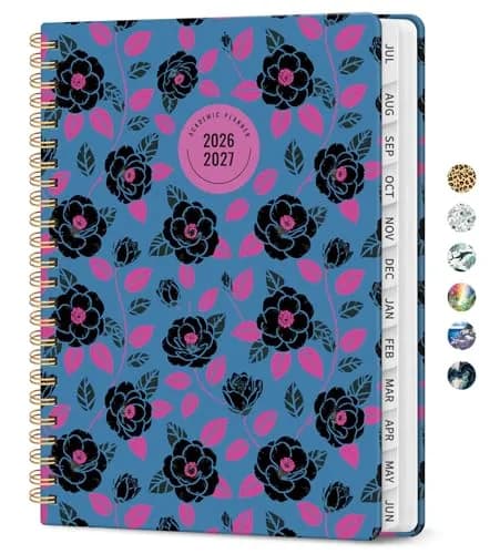 Taja Academic Planner 2026-2027, Monthly & Weekly Jul 2026-Jun 2027, A5 Size (6.3"x8.5") | Spiral Bound Hardcover with Elastic Closure thumbnail 1
