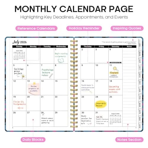 Taja Academic Planner 2026-2027, Monthly & Weekly Jul 2026-Jun 2027, A5 Size (6.3"x8.5") | Spiral Bound Hardcover with Elastic Closure thumbnail 2