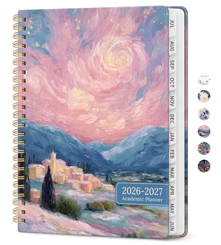 Taja Planner 2026-2027 | Academic & Personal Organizer, July 2026 - June 2027, Spiral Bound, 6.3"x8.5" — D-Starlit Valley