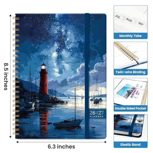 Taja 2026-2027 Academic Planner, Monthly & Weekly 146 Pages | Spiral Bound Hardcover with Elastic Closure & Pocket thumbnail 4