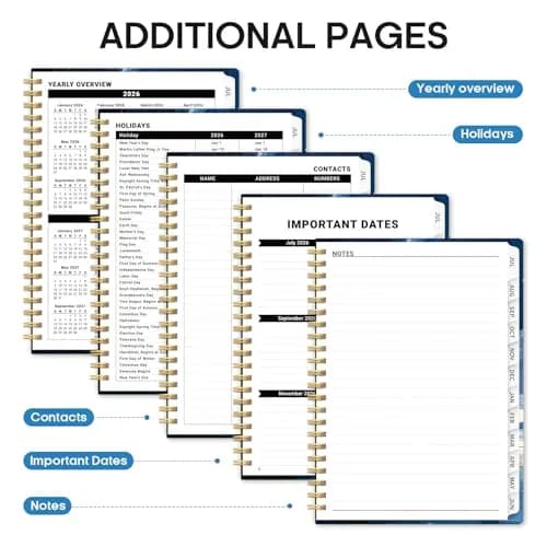 Taja 2026-2027 Academic Planner, Monthly & Weekly 146 Pages | Spiral Bound Hardcover with Elastic Closure & Pocket thumbnail 5
