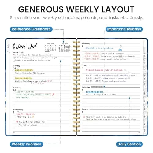 Taja 2026-2027 Academic Planner, Monthly & Weekly 146 Pages | Spiral Bound Hardcover with Elastic Closure & Pocket thumbnail 3