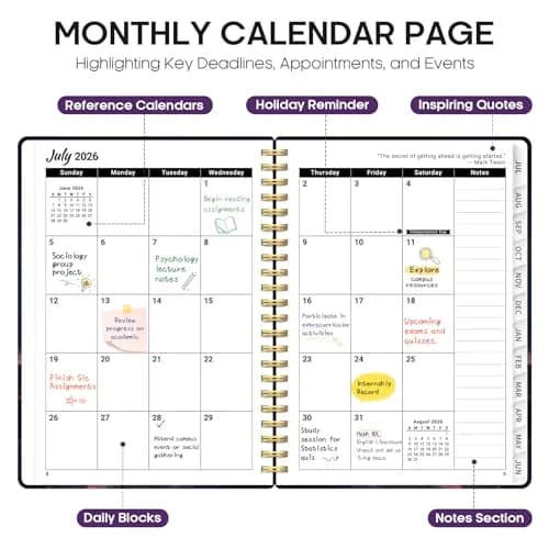Taja Academic Planner 2026-2027, Jul 2026-Jun 2027 Monthly & Weekly Planner 16 cm (6.3") x 21.6 cm (8.5") | Acid-Free Paper thumbnail 2
