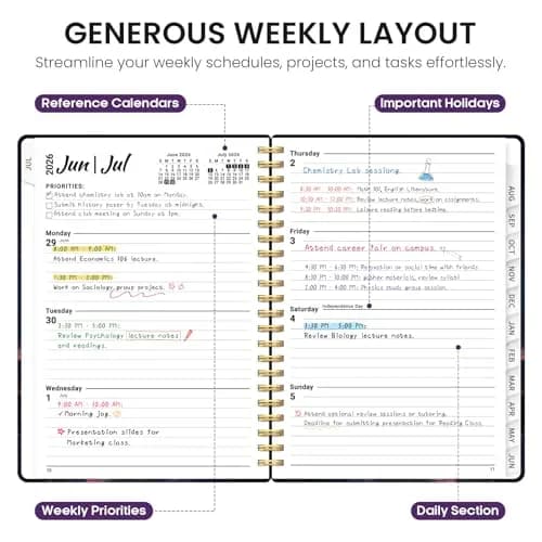 Taja Academic Planner 2026-2027, Jul 2026-Jun 2027 Monthly & Weekly Planner 16 cm (6.3") x 21.6 cm (8.5") | Acid-Free Paper thumbnail 3