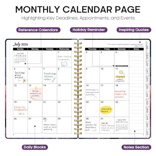Taja Academic Planner 2026-2027, Jul 2026-Jun 2027 Monthly & Weekly Planner 146 Pages (A5 Size) thumbnail 2