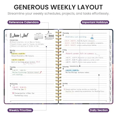 Taja Academic Planner 2026-2027, Jul 2026-Jun 2027 Monthly & Weekly Planner 146 Pages (A5 Size) thumbnail 3