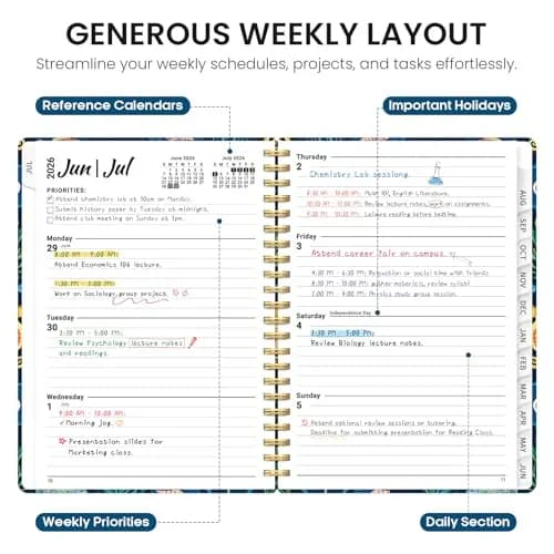 Taja Academic Planner 2026-2027, Jul 2026-Jun 2027 Monthly & Weekly Planner 16.1cm (6.3") x 21.7cm (8.5") | Acid-Free Paper thumbnail 3