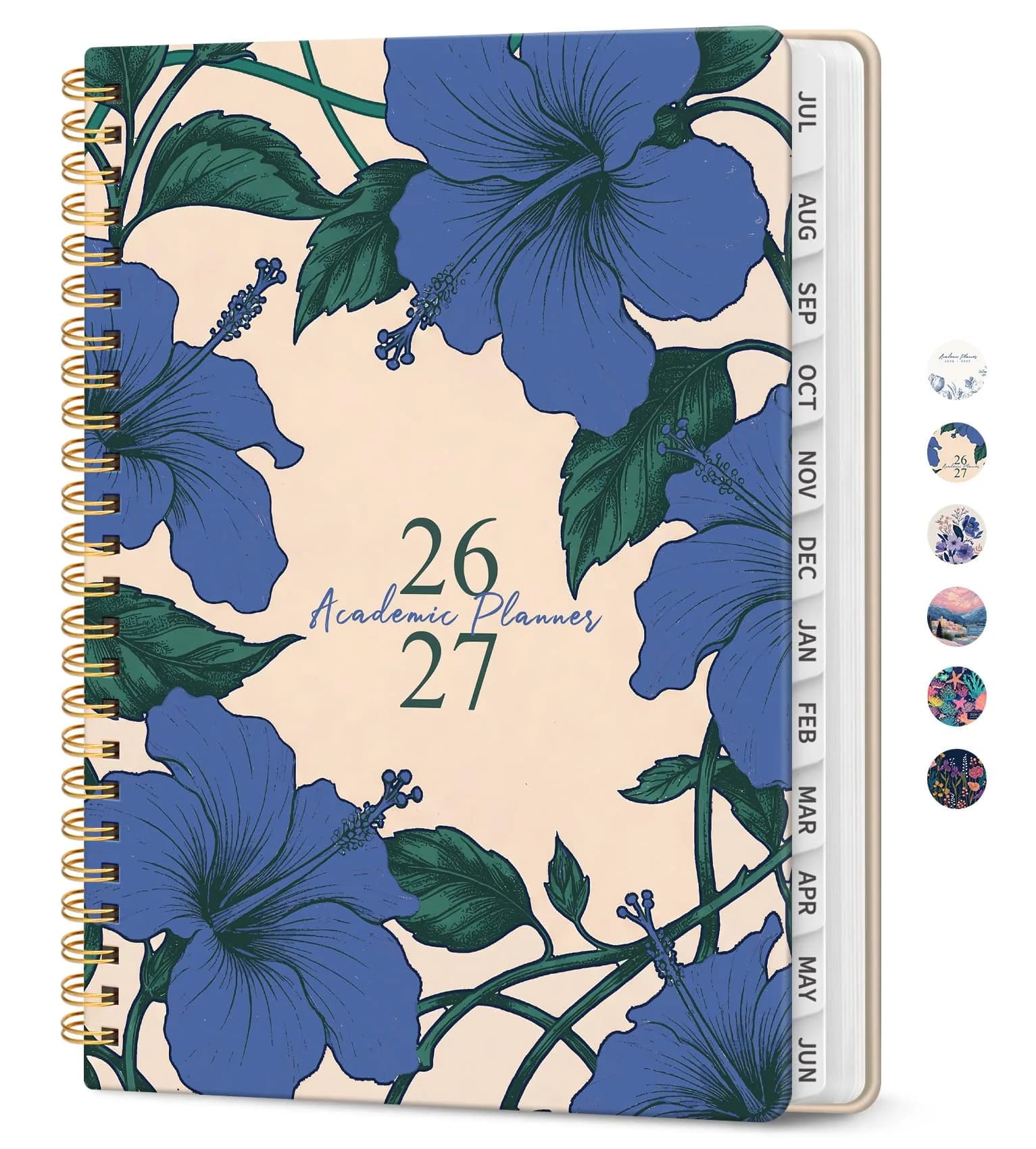 Taja Planner 2026-2027 | Academic & Weekly Organizer, 8.5"x11" Hardcover, July 2026-June 2027 — D-Hibiscus Frame / 8.5"x11"