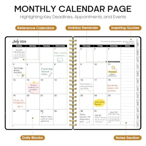 Taja Academic Planner 2026-2027, Jul 2026-Jun 2027 Monthly & Weekly Planner 16.0 cm x 21.5 cm | Acid-Free Paper for Smooth Writing thumbnail 2