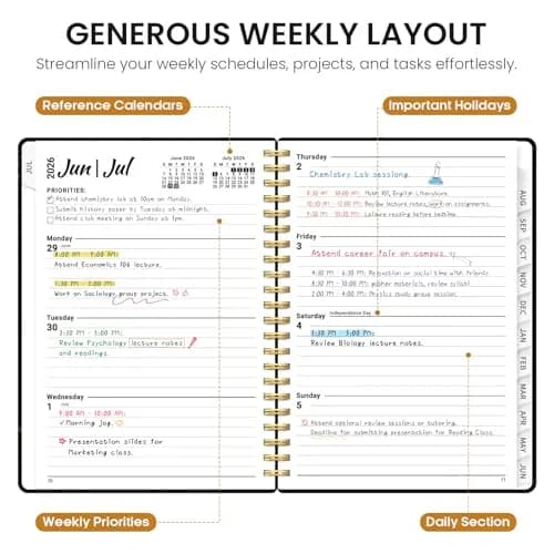 Taja Academic Planner 2026-2027, Jul 2026-Jun 2027 Monthly & Weekly Planner 16.0 cm x 21.5 cm | Acid-Free Paper for Smooth Writing thumbnail 3