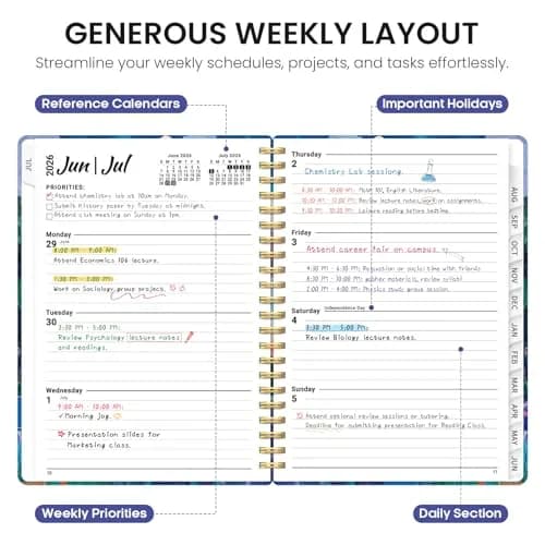 Taja Academic Planner 2026-2027, Jul 2026-Jun 2027 Monthly & Weekly Planner 16.0 cm (6.3") x 21.6 cm (8.5") | Acid-Free Paper thumbnail 3
