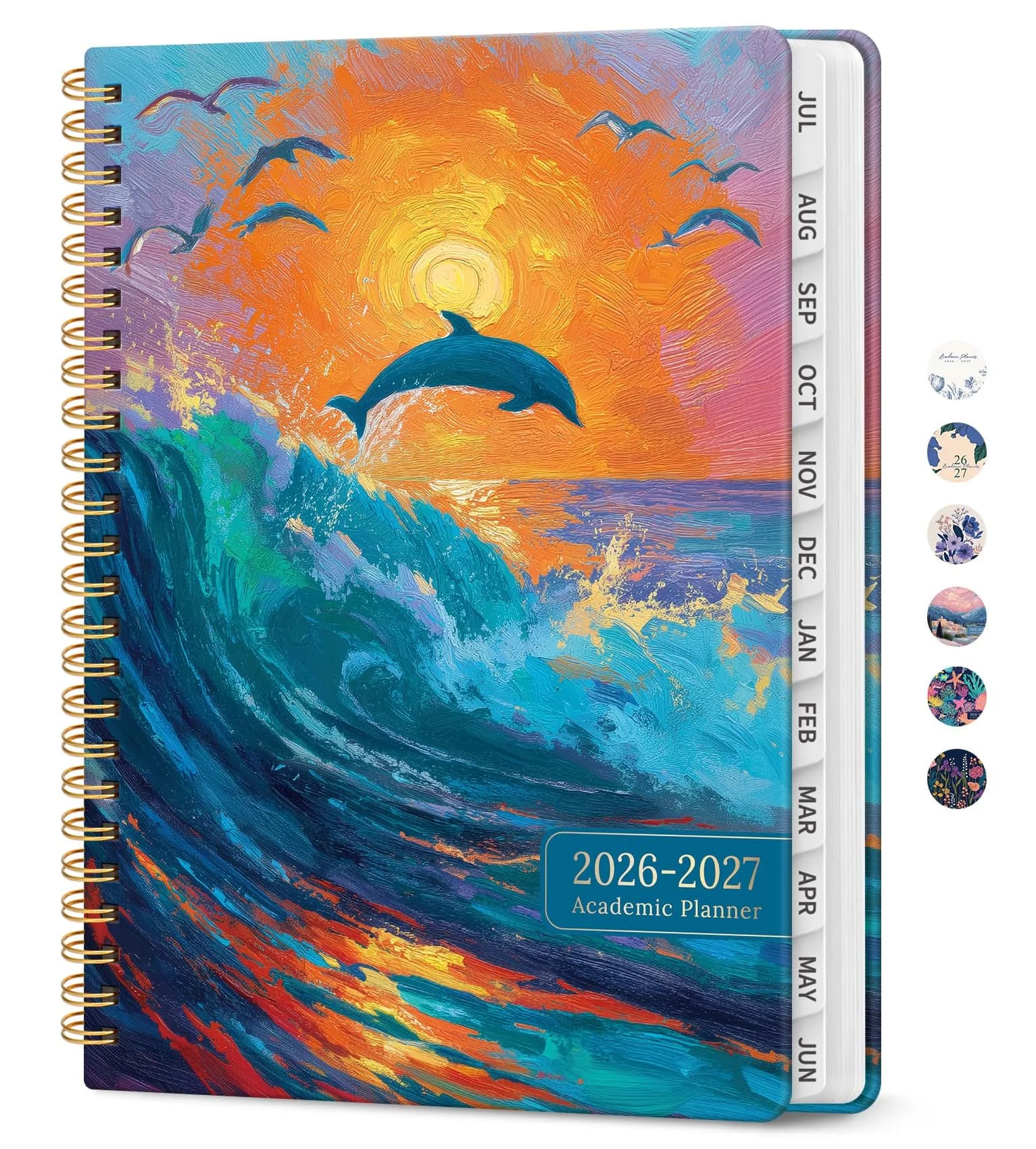 Taja Academic Planner 2026-2027, Monthly & Weekly Jul 2026-Jun 2027 Planner, 16 cm x 22 cm (6.3"x8.5") | Organized Planning for Students & Professionals — T-Sunset Tide / 6.3"x8.5"