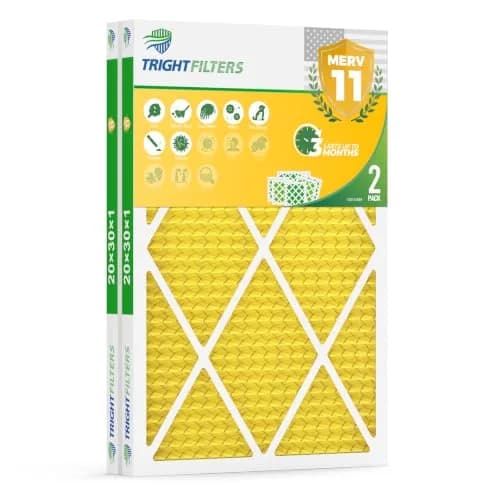 TRIGHTFILTERS 20x30x1 Air Filter MERV 11 HVAC Furnace Filter Pleated 2 Pack | Electrostatic Dust Capture thumbnail 1