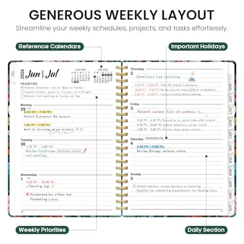 Taja Academic Planner 2026-2027, Monthly & Weekly Jul 2026-Jun 2027 Planner, 16 cm x 22 cm (6.3"x8.5") | Organized Planning for Students & Professionals thumbnail 3
