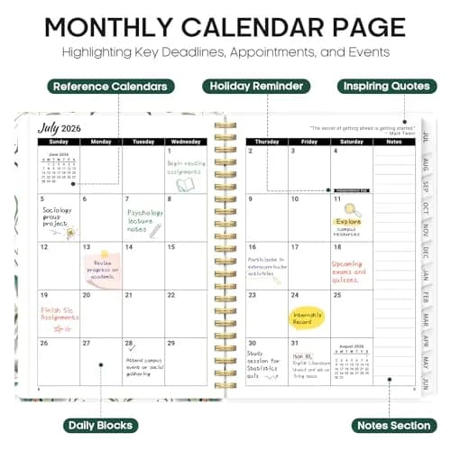 Taja Academic Planner 2026-2027, Monthly & Weekly Jul 2026-Jun 2027, 146 Pages, 16.2cm x 21.7cm | Organized Planning for Students & Professionals thumbnail 2