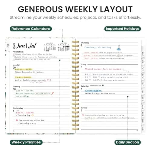Taja Academic Planner 2026-2027, Monthly & Weekly Jul 2026-Jun 2027, 146 Pages, 16.2cm x 21.7cm | Organized Planning for Students & Professionals thumbnail 3