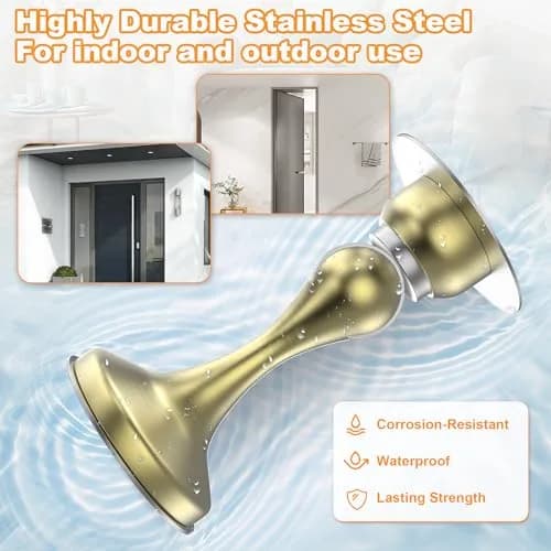 Crosize Magnetic Door Stoppers 6 Pack, Stainless Steel Door Stops, Gold | Strong Magnetism for Heavy Doors thumbnail 6
