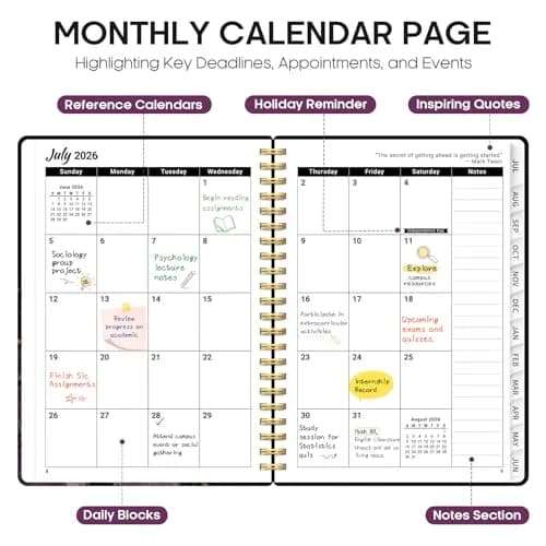 Taja Academic Planner 2026-2027, Monthly & Weekly Jul 2026-Jun 2027 Planner, 146 Pages (A5 Size) thumbnail 2