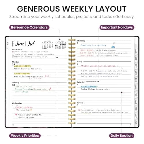 Taja Academic Planner 2026-2027, Monthly & Weekly Jul 2026-Jun 2027 Planner, 146 Pages (A5 Size) thumbnail 3