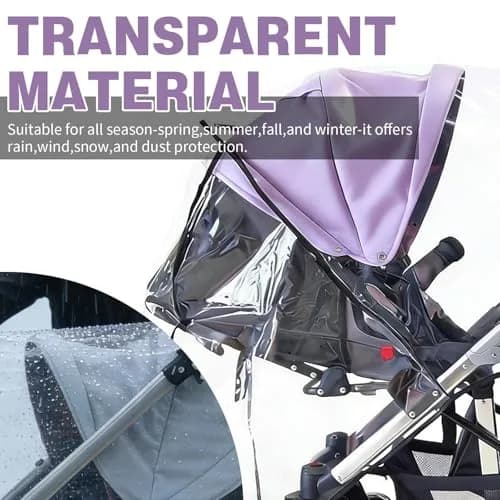 HSJH Double Stroller Rain Cover | Waterproof Weather Shield for Tandem Twin Strollers with Large See-Through Window thumbnail 5