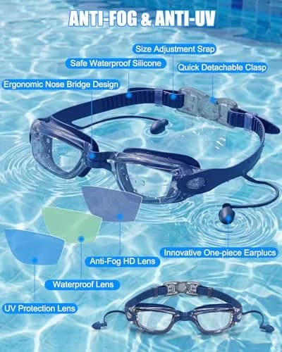 Aegend Swim Goggles Adult Youth | Clear Anti-Fog Lens, Leakproof Silicone Seal thumbnail 4