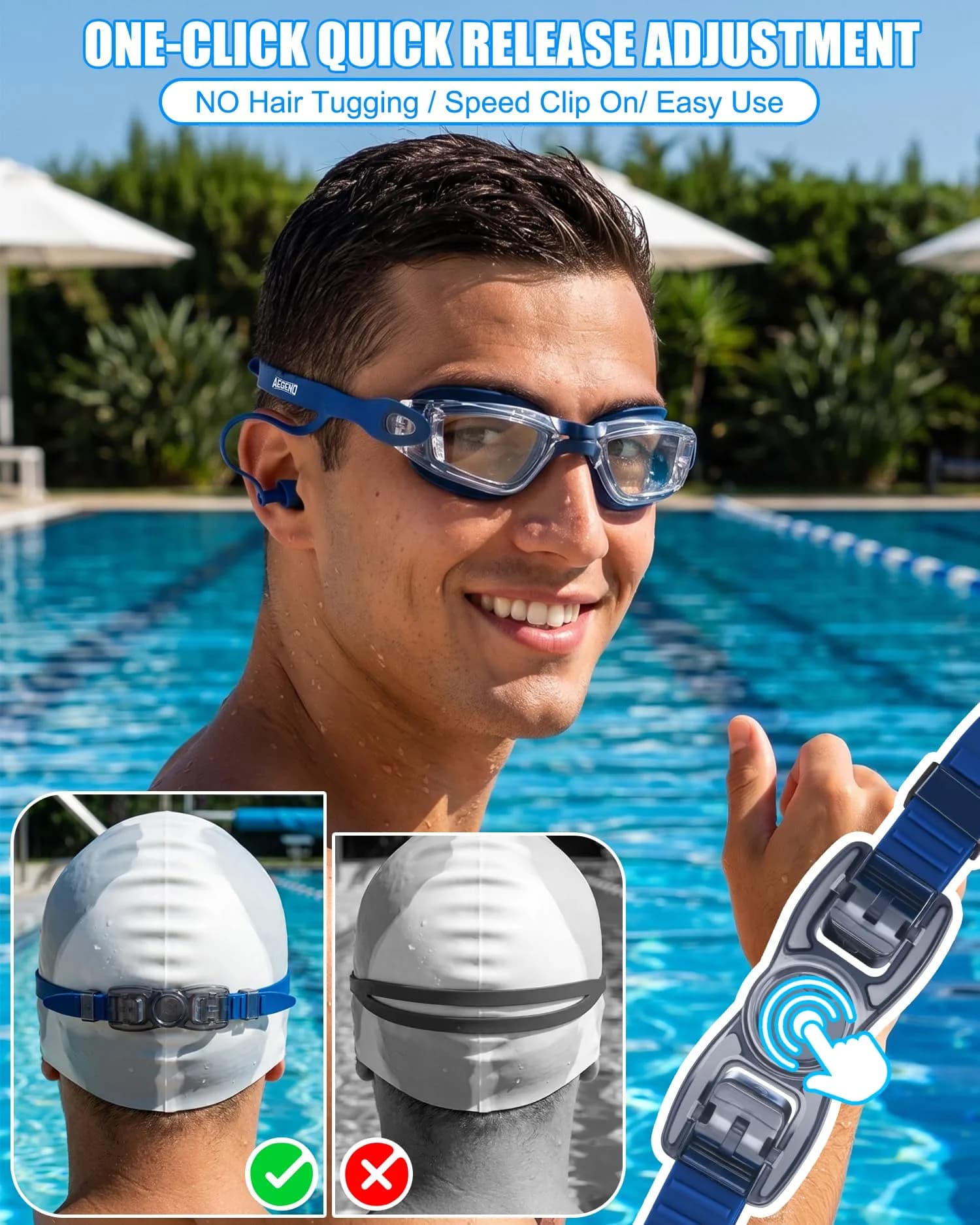 Aegend Swim Goggles Adult Youth | Clear Anti-Fog Lens, Leakproof Silicone Seal - view 2