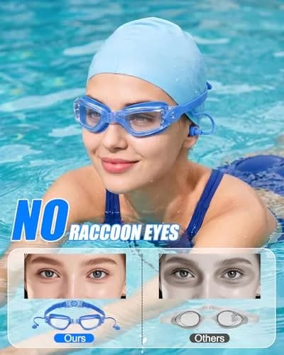 Aegend Swim Goggles Blue Clear Lens | Universal Fit Adult Youth No Leaking Anti-Fog UV Protection thumbnail 5