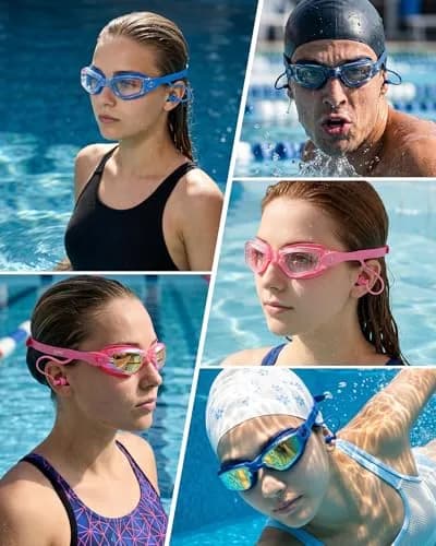 Aegend Swim Goggles Blue Clear Lens | Universal Fit Adult Youth No Leaking Anti-Fog UV Protection thumbnail 6