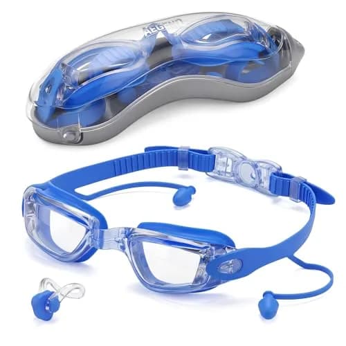Aegend Swim Goggles Blue Clear Lens | Universal Fit Adult Youth No Leaking Anti-Fog UV Protection thumbnail 1