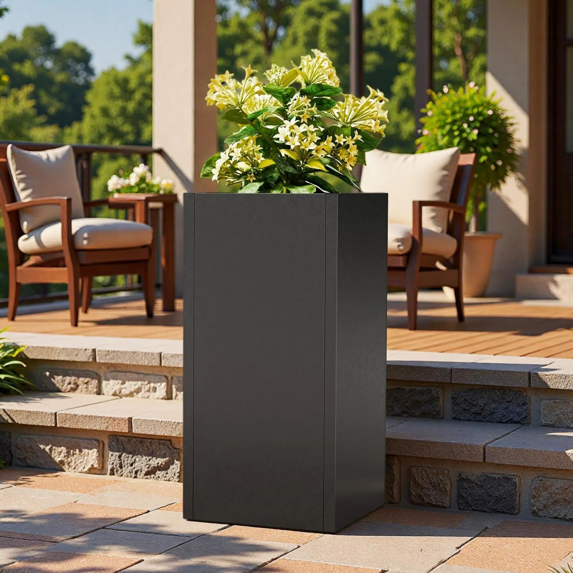 Diyfire 24" Tall Metal Planters Box for Outdoor Plants | Heavy Duty, Rust & UV Resistant, 54L Capacity - main product image