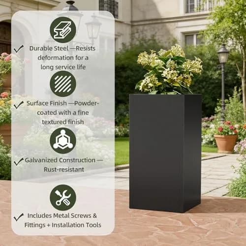 Diyfire 24" Tall Metal Planters Box for Outdoor Plants | Heavy Duty, Rust & UV Resistant, 54L Capacity thumbnail 4