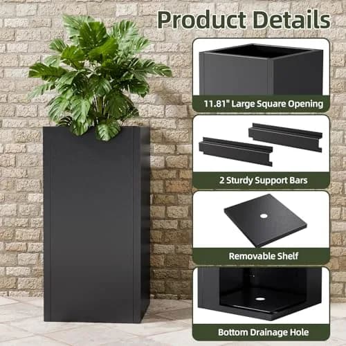 Diyfire 24" Tall Metal Planters Box for Outdoor Plants | Heavy Duty, Rust & UV Resistant, 54L Capacity thumbnail 2
