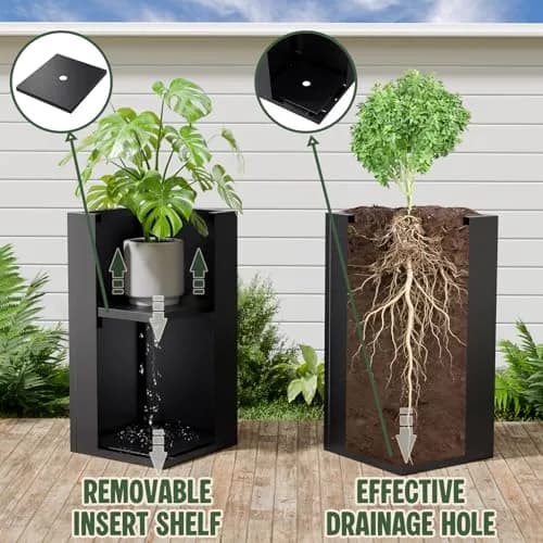 Diyfire 24" Tall Metal Planters Box for Outdoor Plants | Heavy Duty, Rust & UV Resistant, 54L Capacity thumbnail 3