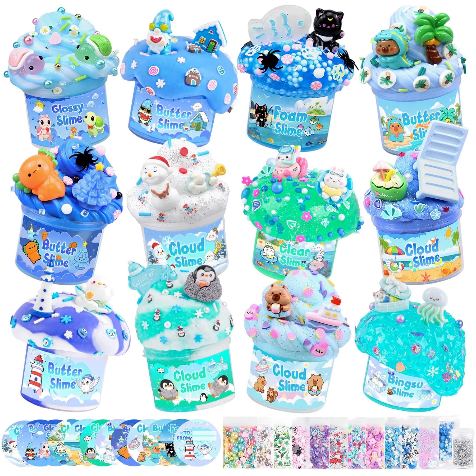 LAWOHO Gradient Slime Kit with Add-ins, 360ml Cloud, Butter & Clear Slime for Kids - main product image