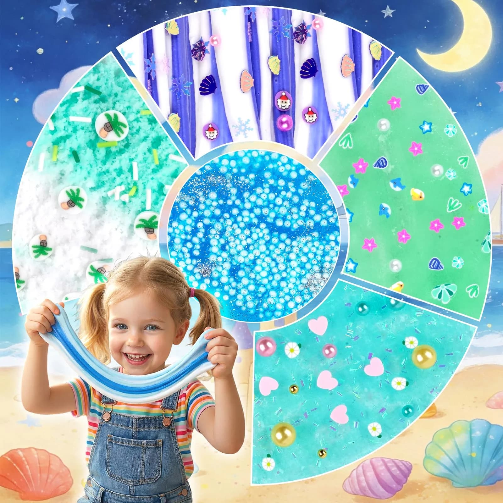 LAWOHO Gradient Slime Kit with Add-ins, 360ml Cloud, Butter & Clear Slime for Kids - view 4