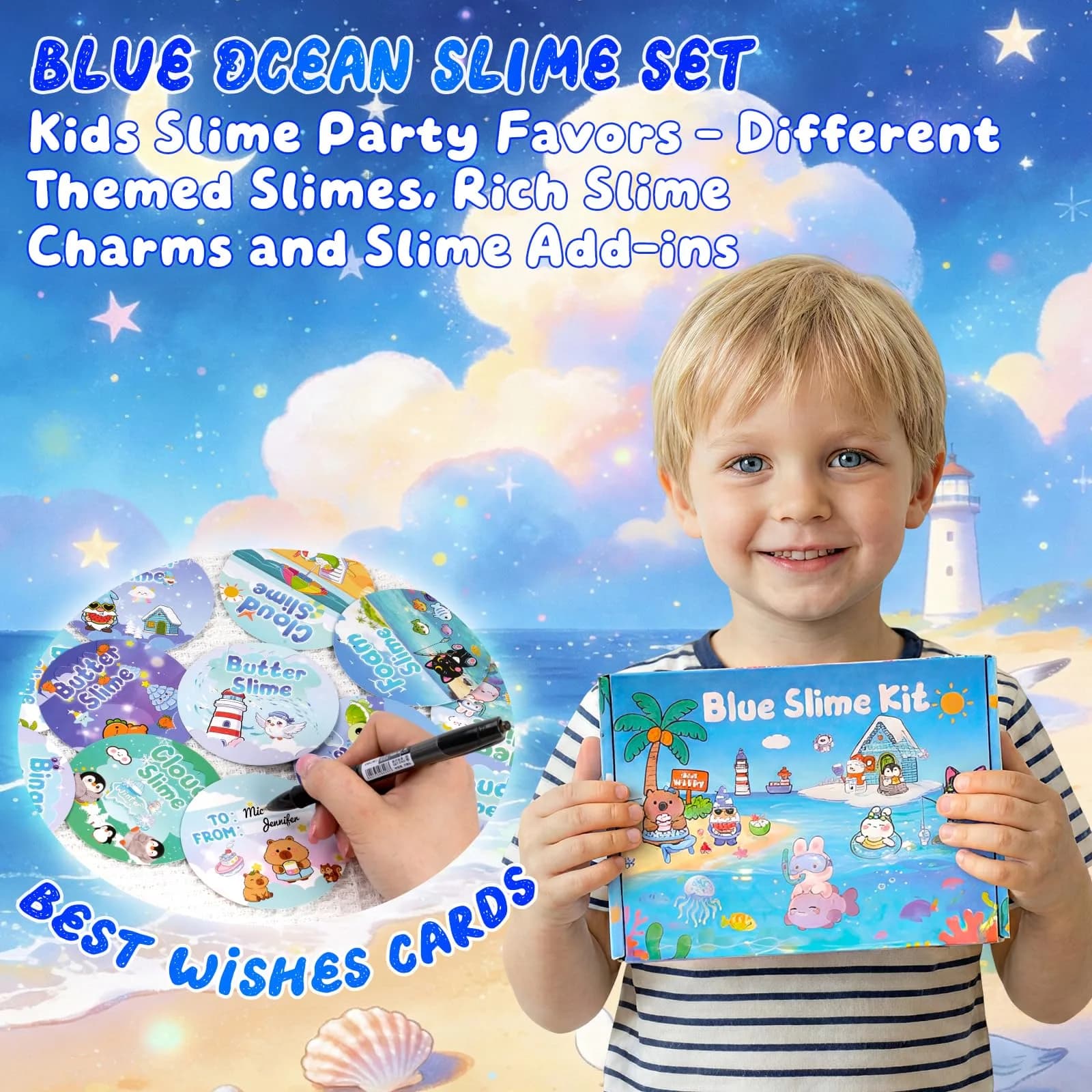 LAWOHO Gradient Slime Kit with Add-ins, 360ml Cloud, Butter & Clear Slime for Kids - view 6