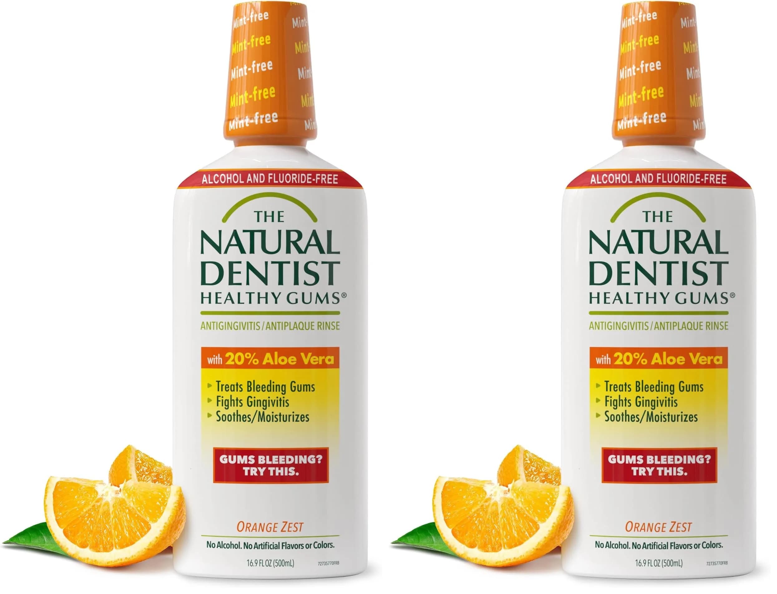The Natural Dentist Healthy Gums Orange Zest Mouth Wash 1 L (33.8 Fl Oz) | Alcohol-Free Oral Care