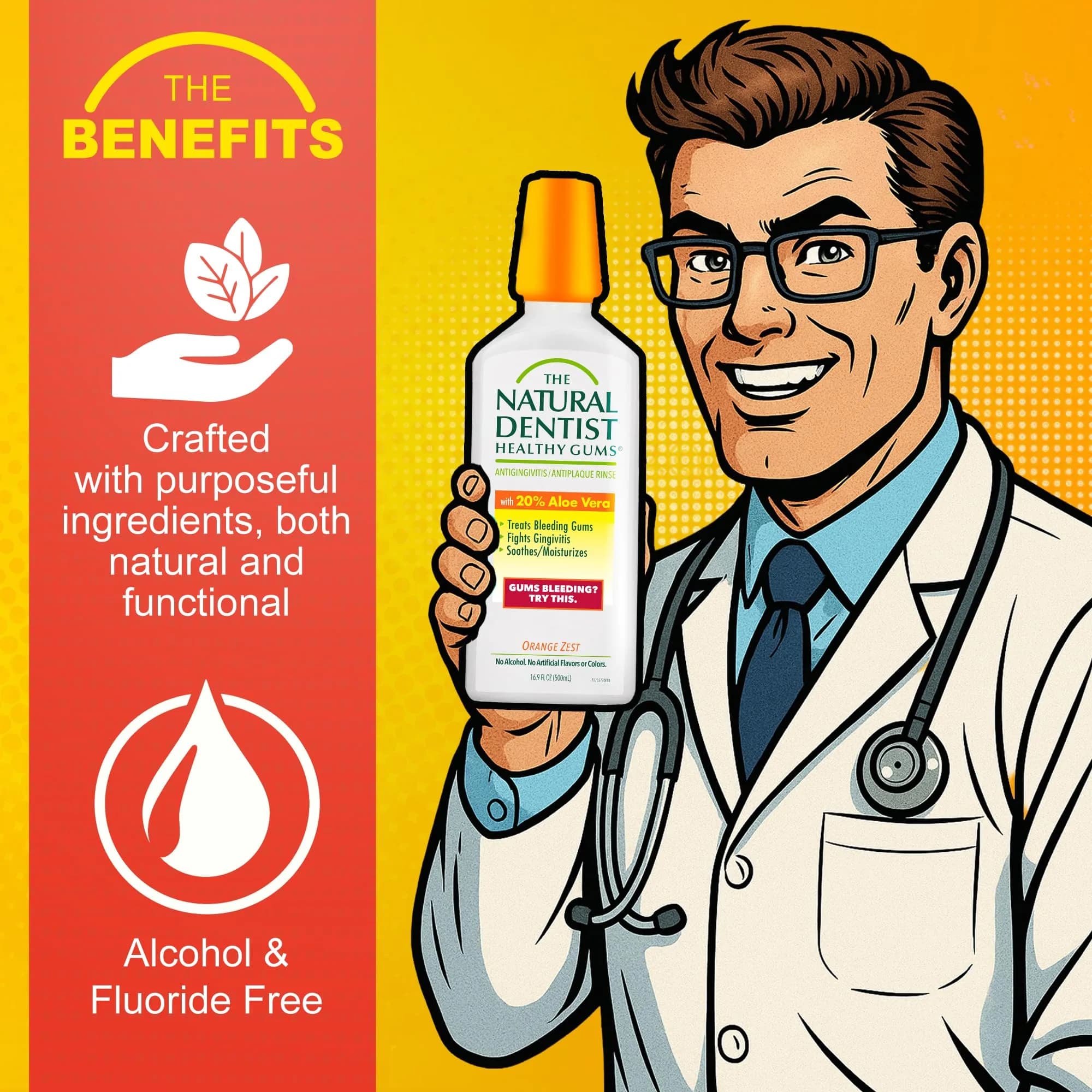 The Natural Dentist Healthy Gums Orange Zest Mouth Wash 1 L (33.8 Fl Oz) | Alcohol-Free Oral Care - view 2