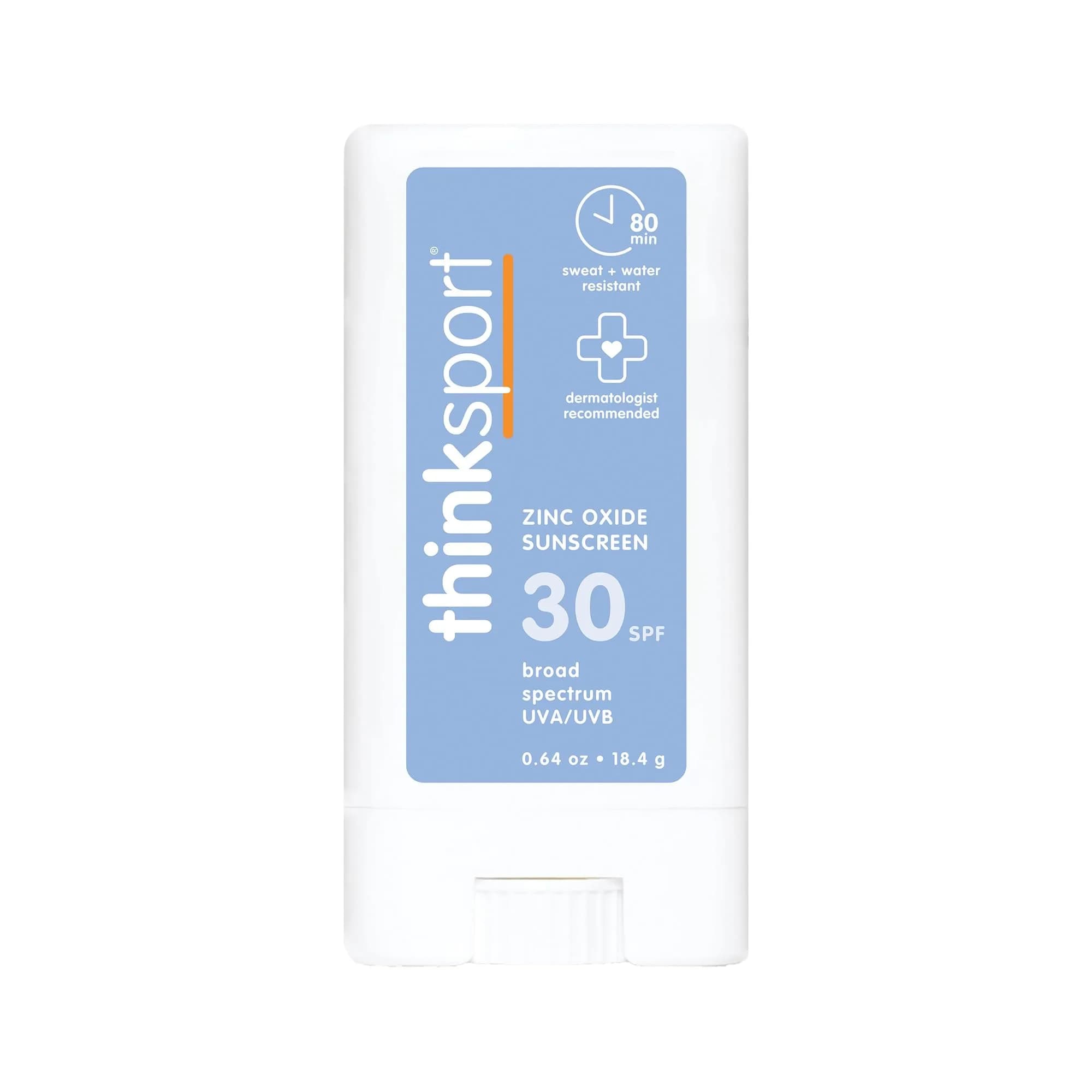 Thinksport Mineral Sunscreen Stick SPF 30, 18g (0.64 Oz) | Broad Spectrum UVA/UVB Protection — Stick (0.64 Ounce