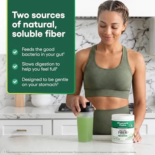 Physician's CHOICE Easy Mix Fiber Supplement 9.9oz (280g) | GLP-1 Friendly Daily Prebiotic Fiber Powder thumbnail 4