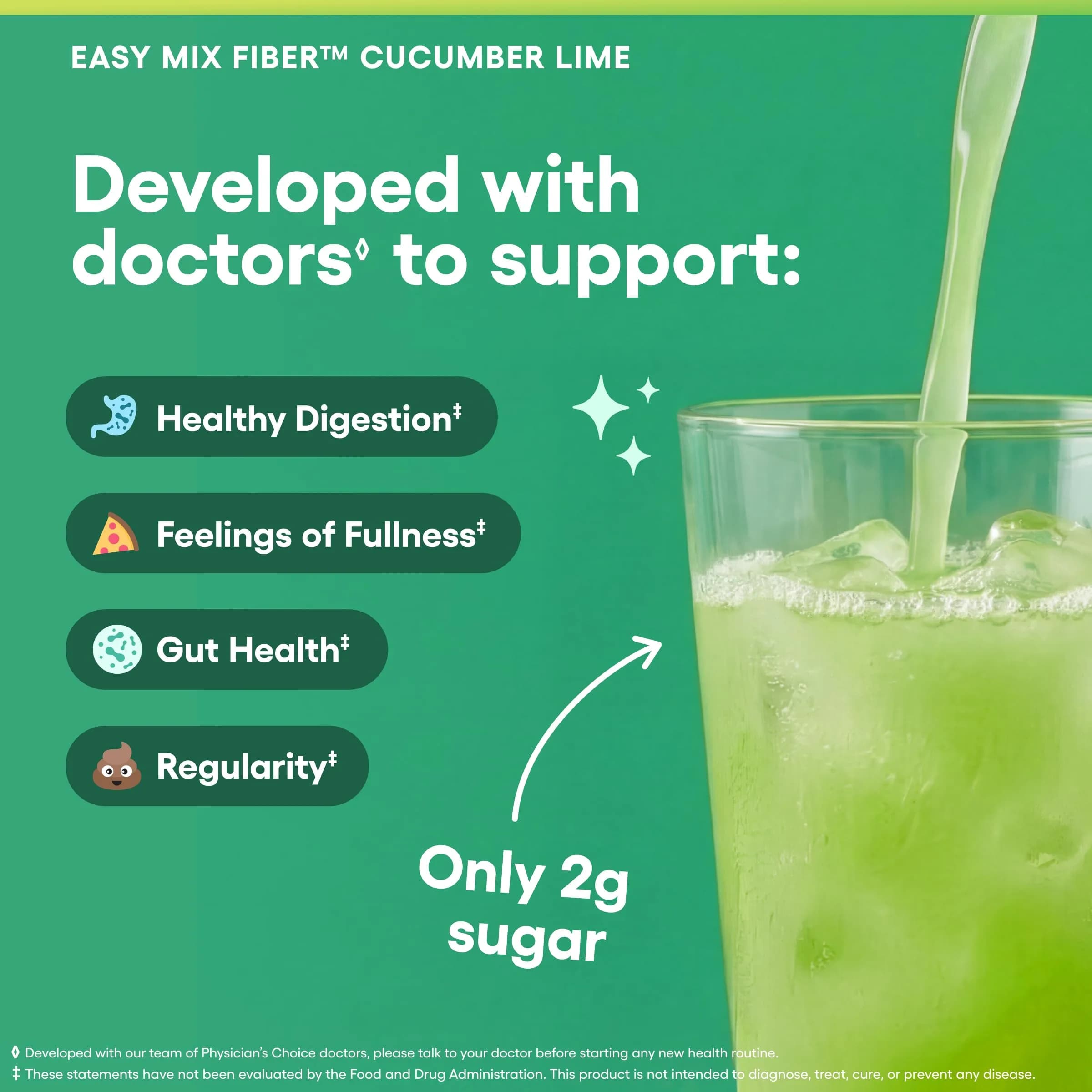 Physician's CHOICE Easy Mix Fiber Supplement 9.9oz (280g) | GLP-1 Friendly Daily Prebiotic Fiber Powder - view 6