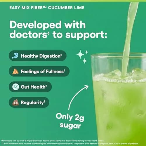 Physician's CHOICE Easy Mix Fiber Supplement 9.9oz (280g) | GLP-1 Friendly Daily Prebiotic Fiber Powder thumbnail 6