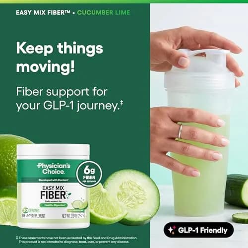 Physician's CHOICE Easy Mix Fiber Supplement 9.9oz (280g) | GLP-1 Friendly Daily Prebiotic Fiber Powder thumbnail 3