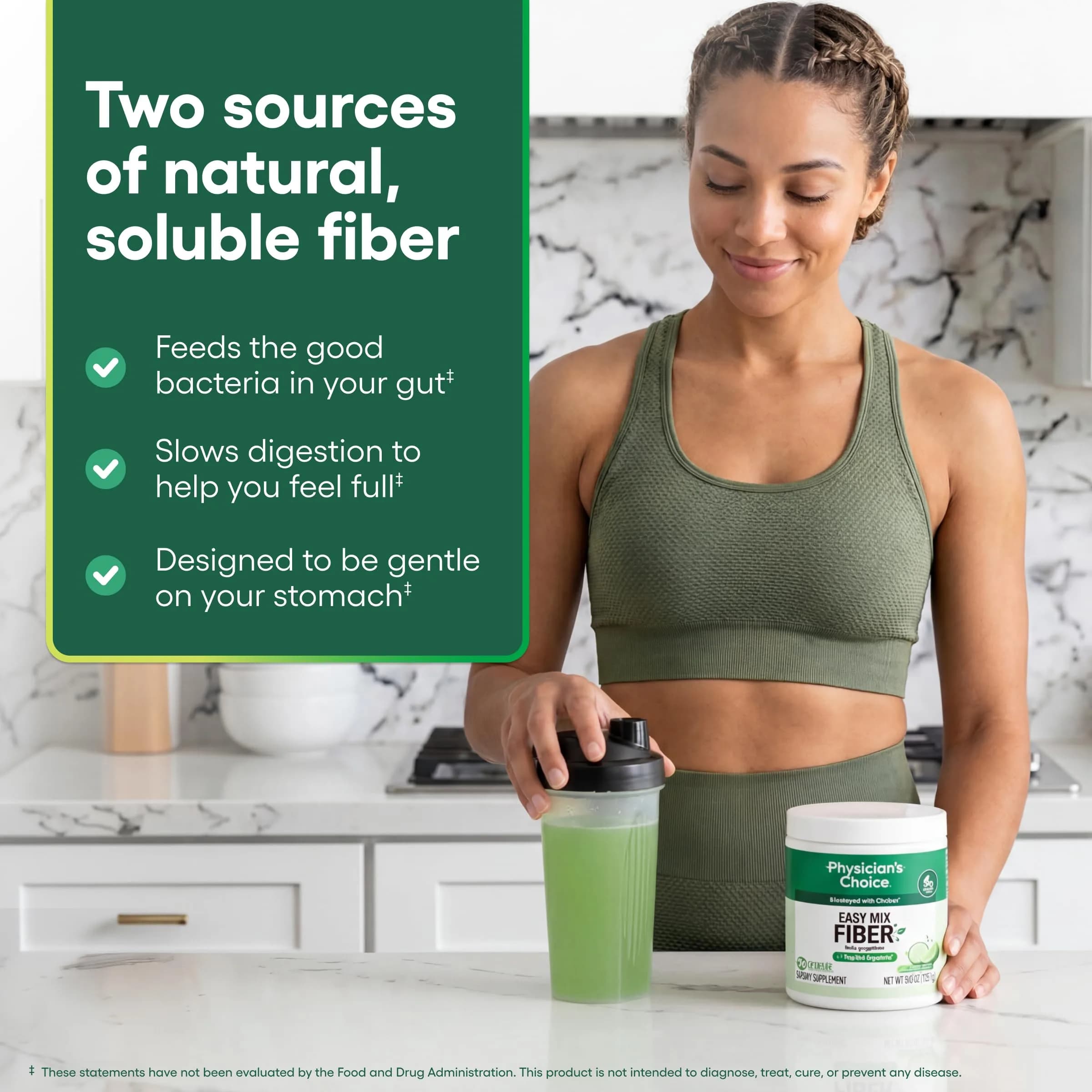 Physician's CHOICE Easy Mix Fiber Powder Supplement, Cucumber Lime Flavor, 9.9oz | Supports Digestion & Regularity - view 4