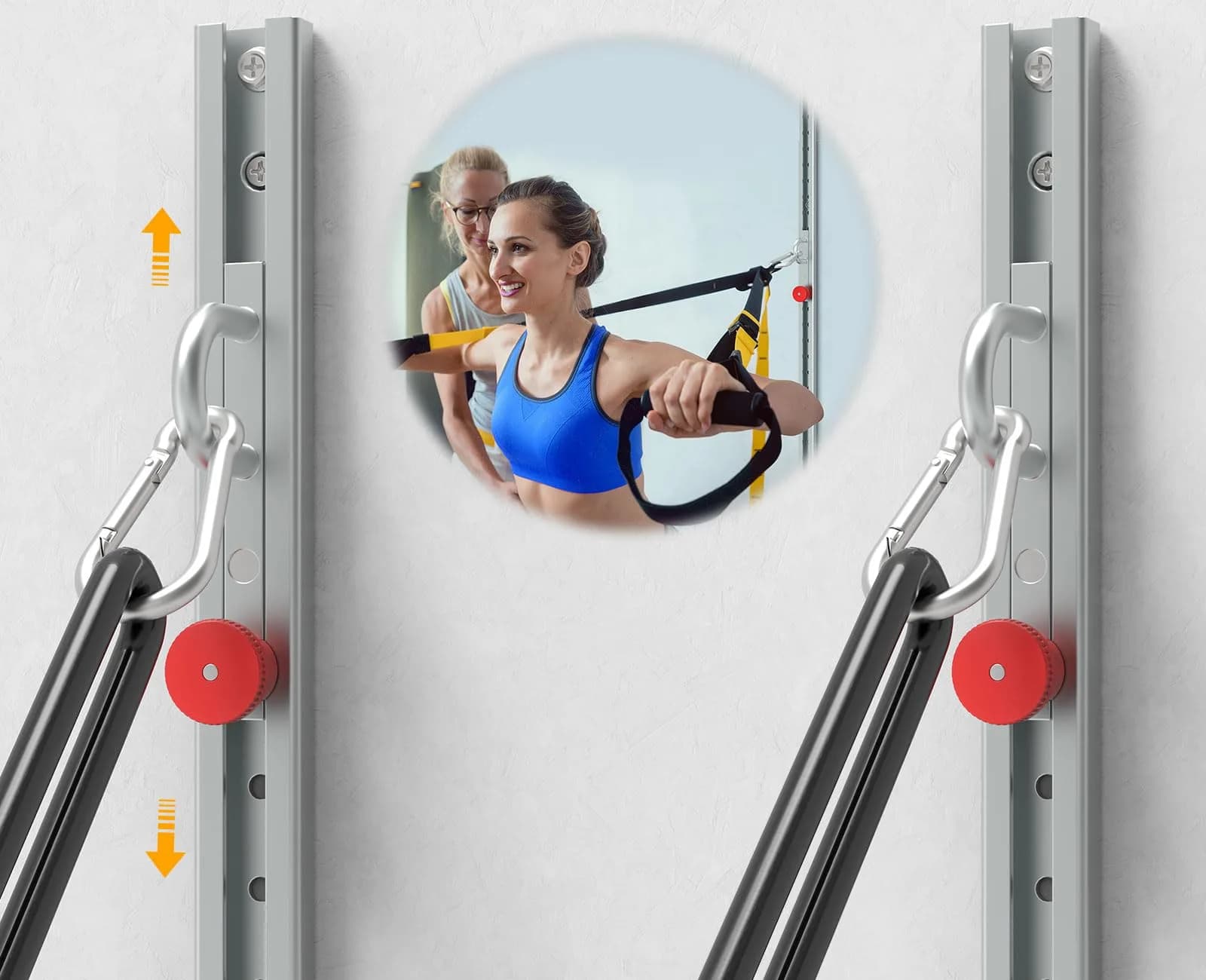 KOMOHOM Adjustable Resistance Band Wall Anchor System with Automatic Locking Function 80" (203 cm) | Heavy Duty Steel Mount for Home Gyms