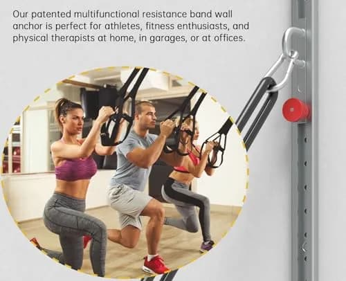 KOMOHOM Adjustable Resistance Band Wall Anchor System with Automatic Locking Function 80" (203 cm) | Heavy Duty Steel Mount for Home Gyms thumbnail 3