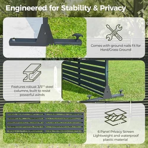Diyfire Outdoor Privacy Screen 72" H x 47" W | Weather-Resistant Freestanding Panel for Patio & Balcony thumbnail 6