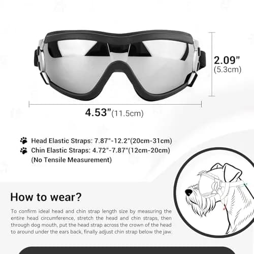 NAMSAN Dog Goggles Small to Medium Breed, Classic Black | UV Protection for Outdoor Adventures thumbnail 5