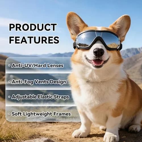 NAMSAN Dog Goggles Small to Medium Breed, Classic Black | UV Protection for Outdoor Adventures thumbnail 3
